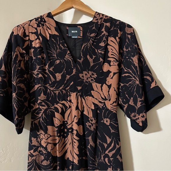 NEW Anthropologie Maeve Mirabilis Batwing Kimono Sleeve Knee Length Dress Brown - Picture 5 of 10